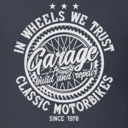 In Wheels We Trust Vintage Style Motorcycle Dark Color T Shirt 35416635