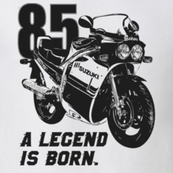 1985 Gsx R750 Angle View With Year And Slogan Light Color T Shirt 35416786