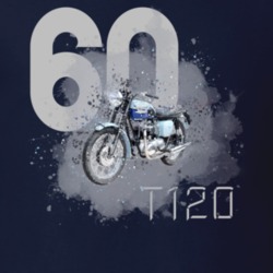 1960 T120 Bonneville Side Angle Shatter Cloud Style Motorcycle Dark Color T Shirt 35802929