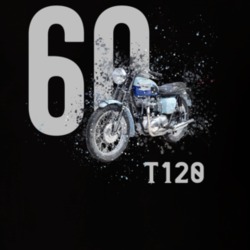 1960 T120 Bonneville Side Angle Shatter Style Motorcycle Dark Color T Shirt 35804742