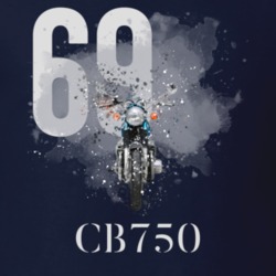 1969 Cb750 Front Shatter Cloud Style Motorcycle With Model Dark Color T Shirt 35804976