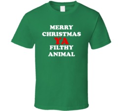 Merry Christmas Ya Filthy Animal - Home Alone Inspired (White/Red Font) Funny T Shirt 5500024