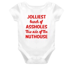 Jolliest Bunch Of Assholes This Side Of The Nuthouse - Griswold Christmas Vacation Inspired (Red Font) Baby Onesie T Shirt 5517268