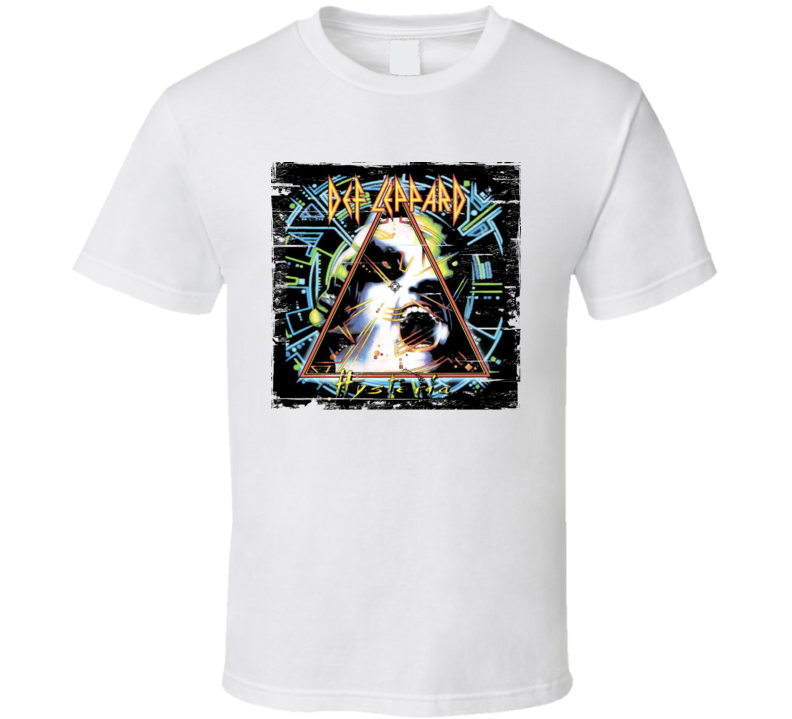 Def Leppard Hysteria Album Cover Distressed Image T Shirt Def Leppard Hysteria Album Cover Distressed Image T Shirt