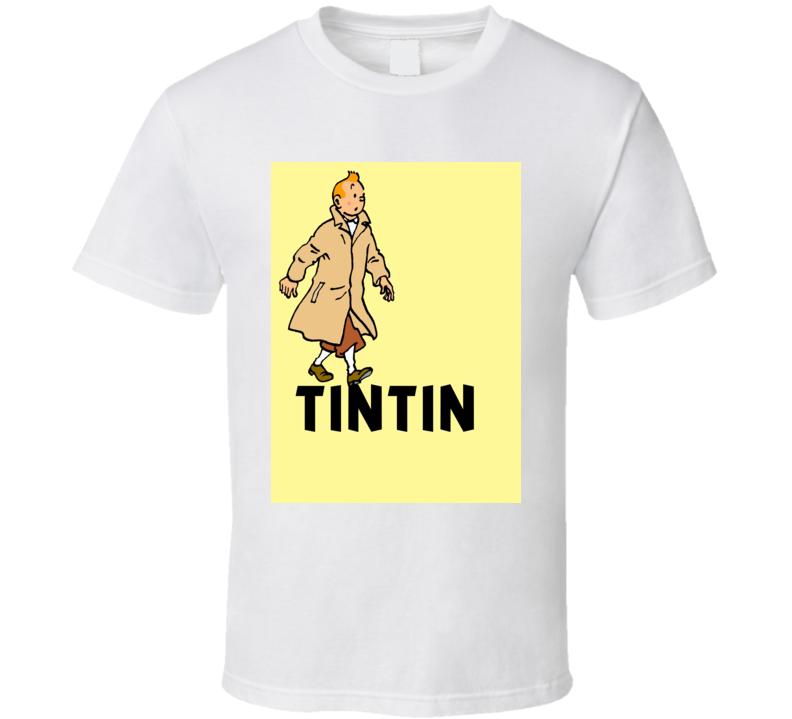 The Adventures Of Tintin -Tintin Walking With Vintage Yellow Background Vintage Comic Lovers T Shirt