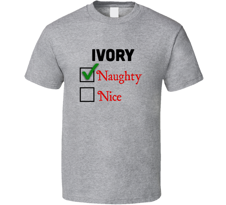 Ivory Christmas Festive Naughty Santa List Holiday Seasonal T Shirt