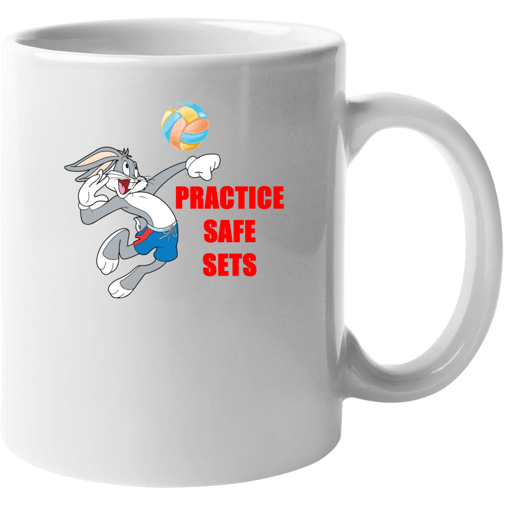 Practice Safe Sets Funny Volleyball With Bugs Bunny Mug