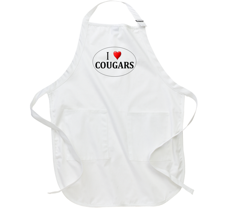 I Love Cougars Funny Logo Apron