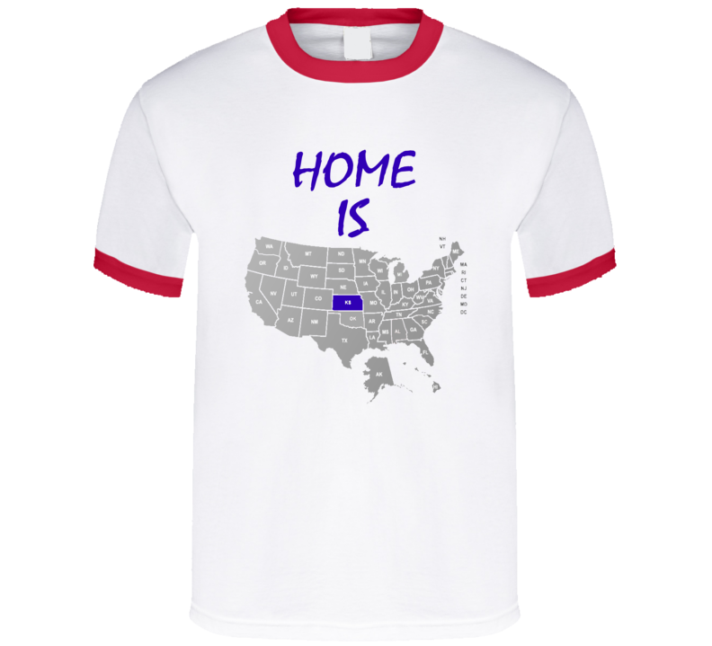 Home Is Kansas Labeled US Map University College Basketball Football Fan T Shirt