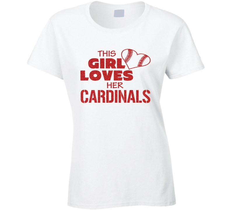 This Girl Loves Her Cardinals Glitter Bling Baseball Heart T Shirt This Girl Loves Her Cardinals Glitter Bling Baseball Heart T Shirt