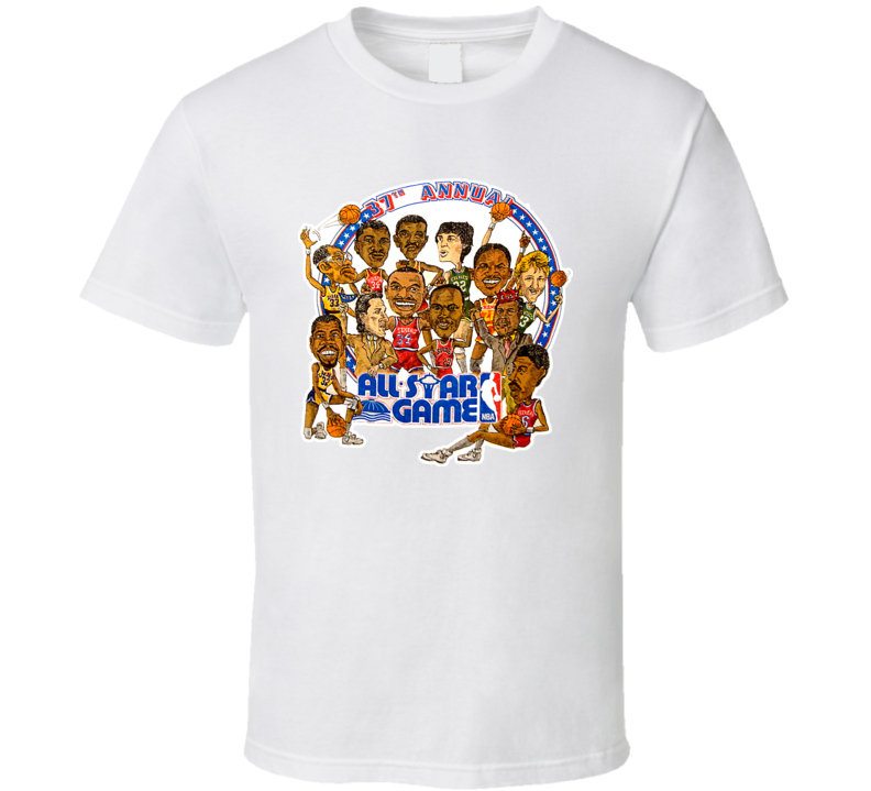 1987 Basketball All Star Caricature T Shirt 