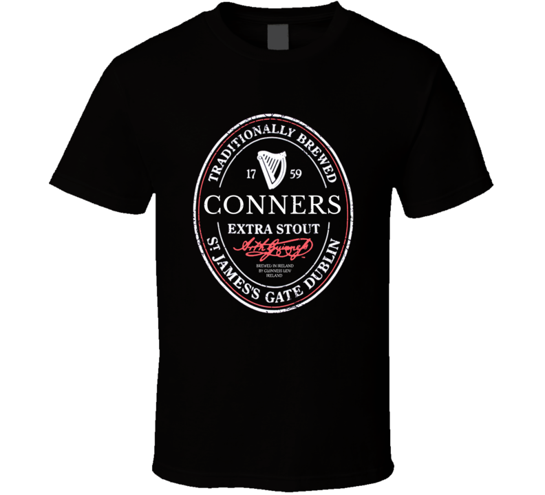 Conners Irish Beer Label St Patricks Day Guinness Parody Grunge T Shirt