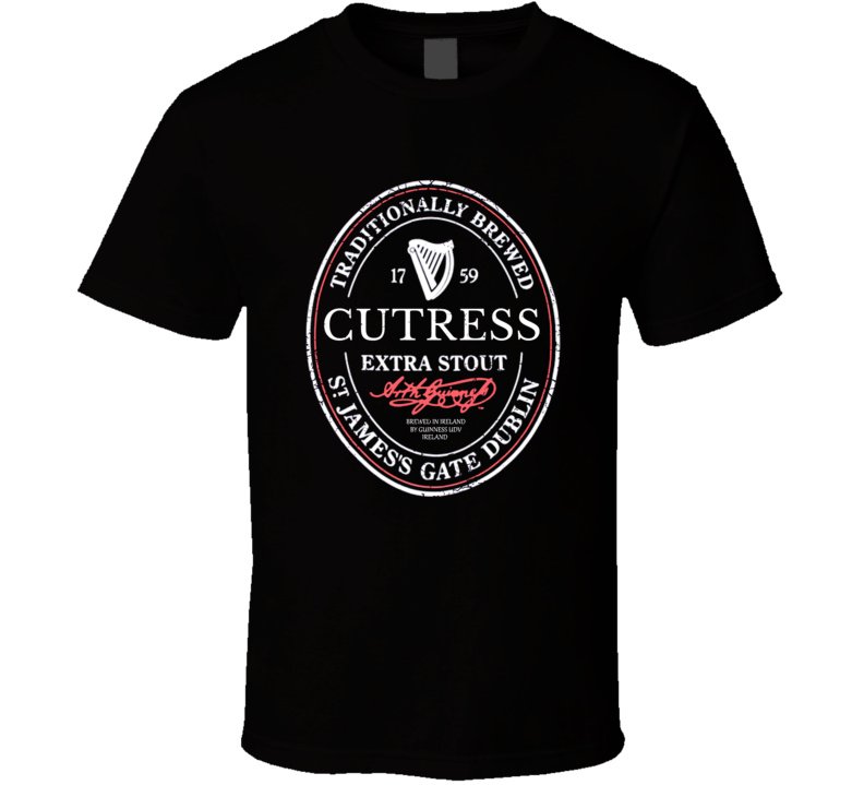 Cutress Irish Beer Label St Patricks Day Guinness Parody Grunge T Shir