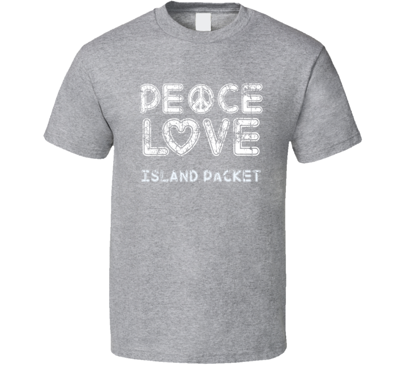 Peace Love Island Packet Cool Boat Lover Fun Worn Look Summer T Shirt