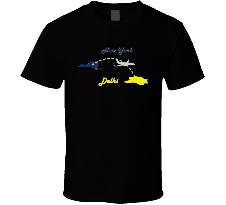 New York to Delhi Flight Map Flyer Traveler Fun Popular T Shirt New York to Delhi Flight Map Flyer Traveler Fun Popular T Shirt