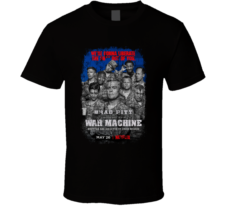 War Machine Movie Poster Cool Worn Look T Shirt War Machine Movie Poster Cool Worn Look T Shirt