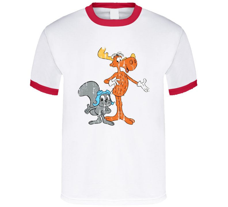 Rocky and Bullwinkle Animated TV Series Aged Look T Shirt Rocky and Bullwinkle Animated TV Series Aged Look T Shirt