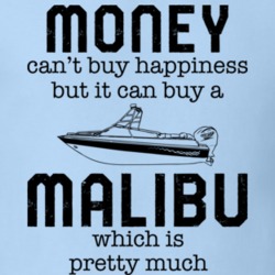Money Can't Buy Happiness But It Can Buy A Malibu Funny Boating Boat Fan T Shirt 36541891