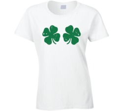 Clover As Boobs St Patricks Day Funny Celebration Graphic Ladies T Shirt 37493239