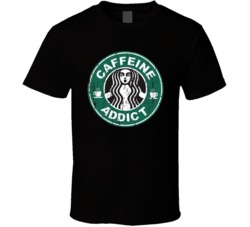 Caffeine Addict Funny Starbucks Parody Logo T Shirt 37853945