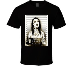 Marilyn Manson Heavy Metal Rock Music Graphic Mugshot Cool T Shirt 37971946