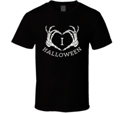 I Love Halloween Funny Skeleton Hands Fan T Shirt 38000348