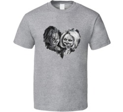 Chucky And Tiffany Valentine Halloween Heart Love Fan T Shirt 38307399