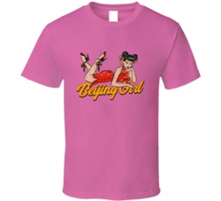Beijing Girl Funny Cartoon Pin Up Girl Asian Fan T Shirt 38307443