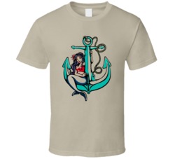 Pin Up Girl Anchor Mermaid Fan T Shirt 38325578