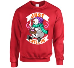 Just Chillin Snowman Funny Ugly Christmas Sweater Crewneck Sweatshirt 38347983