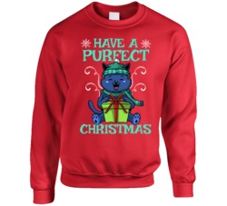 Have A Purfect Christmas Funny Christmas Cat Ugly Cristmas Sweater Crewneck Sweatshirt 38347984