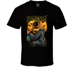 Trick Or Treat Funny Halloween Pumpkin Face Scar Graphic T Shirt 38347998