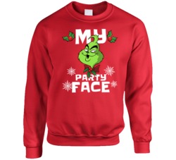 My Party Face The Grinch Who Stole Christmas Ugly Christmas Sweater Crewneck Sweatshirt 38353846