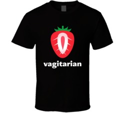 Vagitarian Funny Vegetarian Parody Vagina Strawberry Adult Humor Graphic Fan T Shirt 38361871