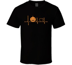 Pumpkin Heart Beat Funny Halloween Ekg Heart Rythem Fan T Shirt 38398282
