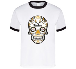Pittsburgh Football Steelers Nation Skull Sports Fan T Shirt 38490578