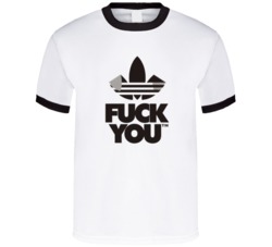 Fuck You Funny Adidas Parody Logo Middle Finger Graphic Fan T Shirt 38510899