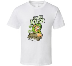 Cap'n Kush Funny Captain Crunch Weed Stoner 420 Cereal Funny Graphic Fan T Shirt 39015150