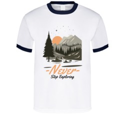Never Stop Exploring Adventures Camping Outdoorsman Fishing Cottage Graphic T Shirt 39047058