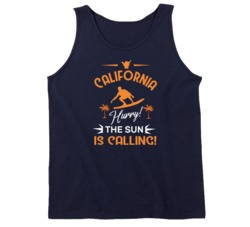California Hurry The Sun Is Calling Surfing Surf Board Ocean Swimming Vacation Summer Surfing Graphic Tanktop 39049205