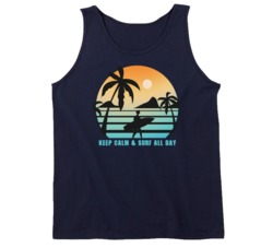 Keep Calm And Surf All Day Surfing Surf Board Ocean Swimming Vacation Summer Surfing Graphic Tanktop 39049236