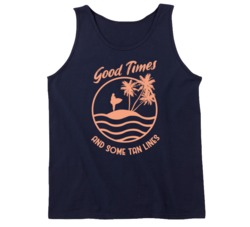 Good Times And Some Tan Line Surfing Surf Board Ocean Swimming Vacation Summer Surfing Graphic Tanktop 39049245