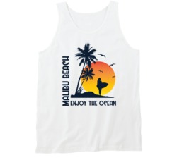 Malibu Beach Enjoy The Ocean Surfing Surf Board Ocean Swimming Vacation Summer Surfing Graphic Tanktop 39049251