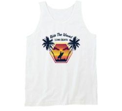 Ride The Waves Long Beach Surfing Surf Board Ocean Swimming Vacation Summer Surfing Graphic Tanktop 39049253
