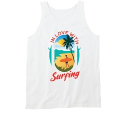 In Love With Surfing Surfing Surf Board Ocean Swimming Vacation Summer Surfing Graphic Tanktop 39049276
