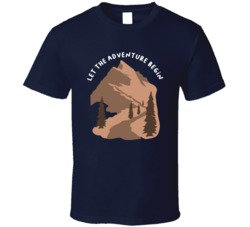 Let The Adventure Begin Camping Outdoors Cool Mountains Trees Rockies Graphic T Shirt 39084027