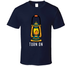 Turn On Campfire Light Camping Outdoors Cool Mountains Trees Rockies Graphic T Shirt 39084037