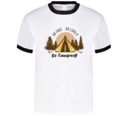 Go Free Go Lively Go Camping Cottage Camping Outdoors Cool Mountains Trees Rockies Graphic T Shirt 39084047