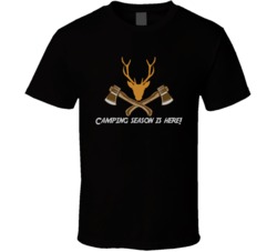 Camping Season Is Here Cottage Camping Outdoors Cool Mountains Trees Rockies Graphic T Shirt 39084057