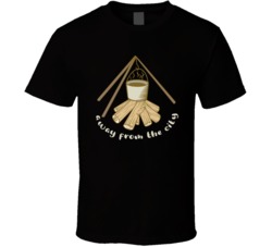 Away From The City Camp Fire Cottage Camping Outdoors Cool Mountains Trees Rockies Graphic T Shirt 39084076